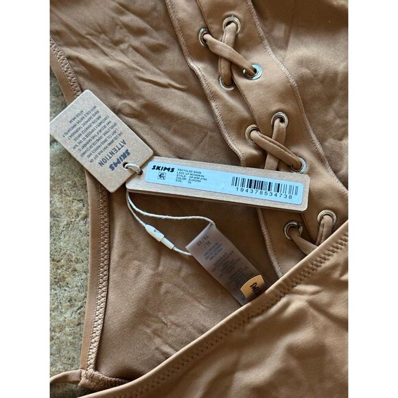 Skims Signature Swim Lace Up Monokini Almond Size XL - Picture 12 of 12